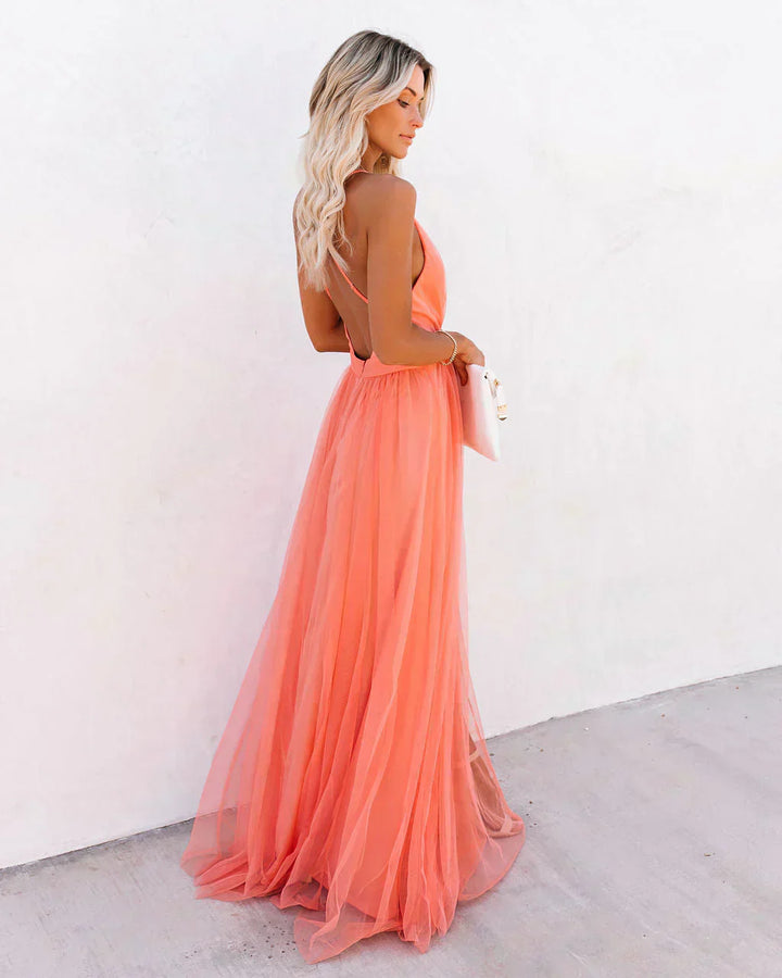 Valantomode | Elegant Tulle Maxi Dress for Effortless Glamour