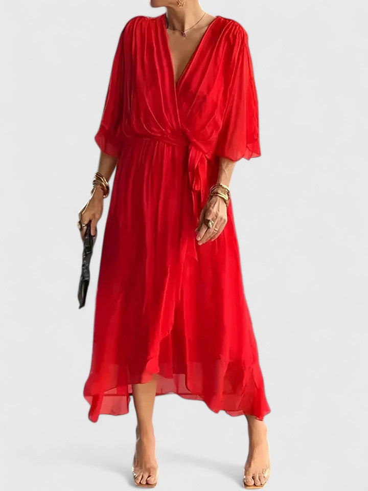 Valantomode | Chic V Neck Dress for Effortless Day to Night Style