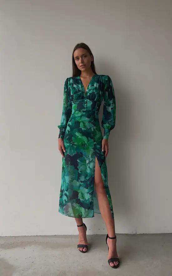 Valantomode | Chic Green Midi Dress for Stylish Women Outfits