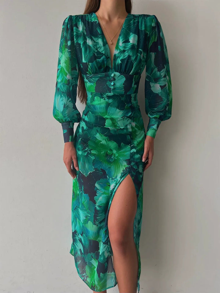 Valantomode | Chic Green Midi Dress for Stylish Women Outfits