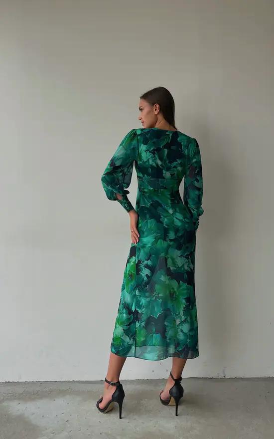 Valantomode | Chic Green Midi Dress for Stylish Women Outfits