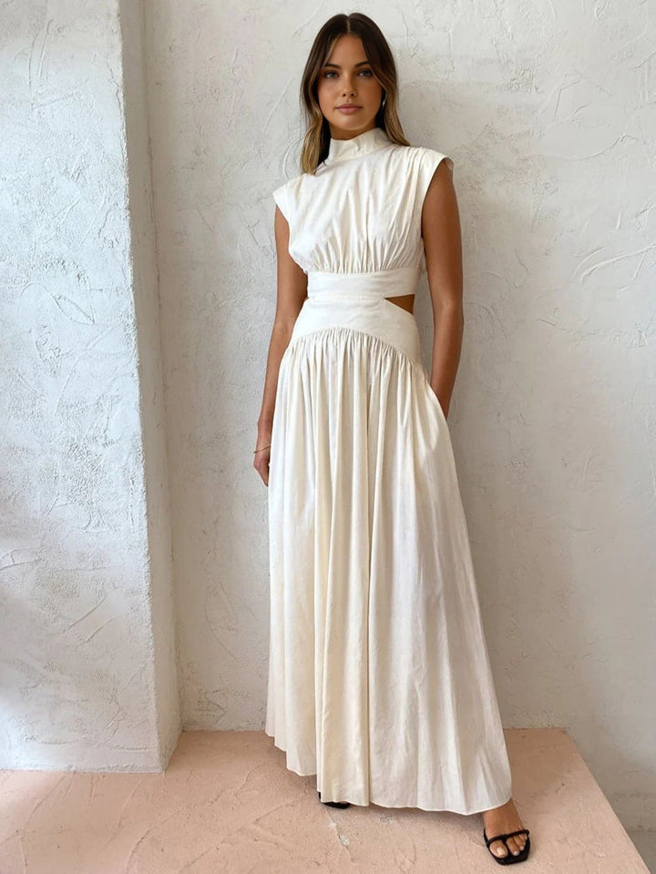 Valantomode | Chic Maxi Dress with Stylish Waist Cut-out Design