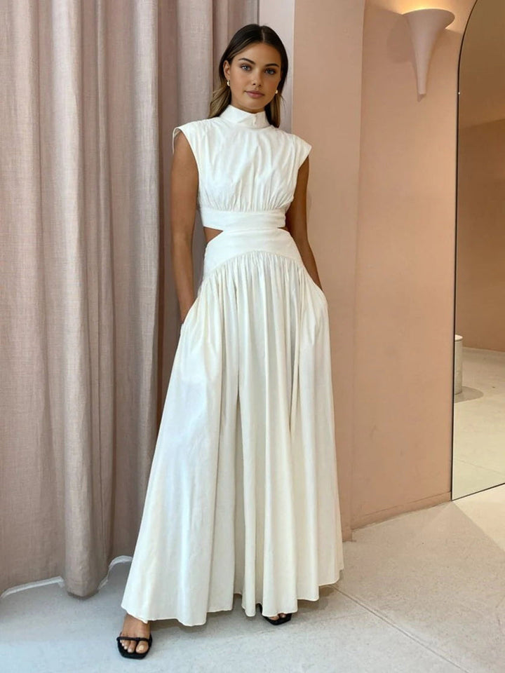 Valantomode | Chic Maxi Dress with Stylish Waist Cut-out Design