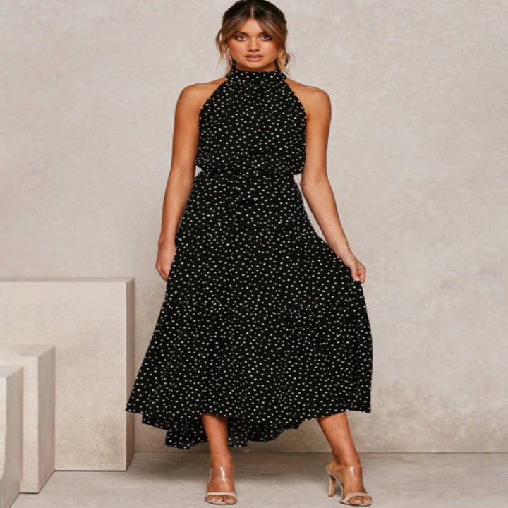 Valantomode | Chic Violet Summer Dress for Outdoor Gatherings