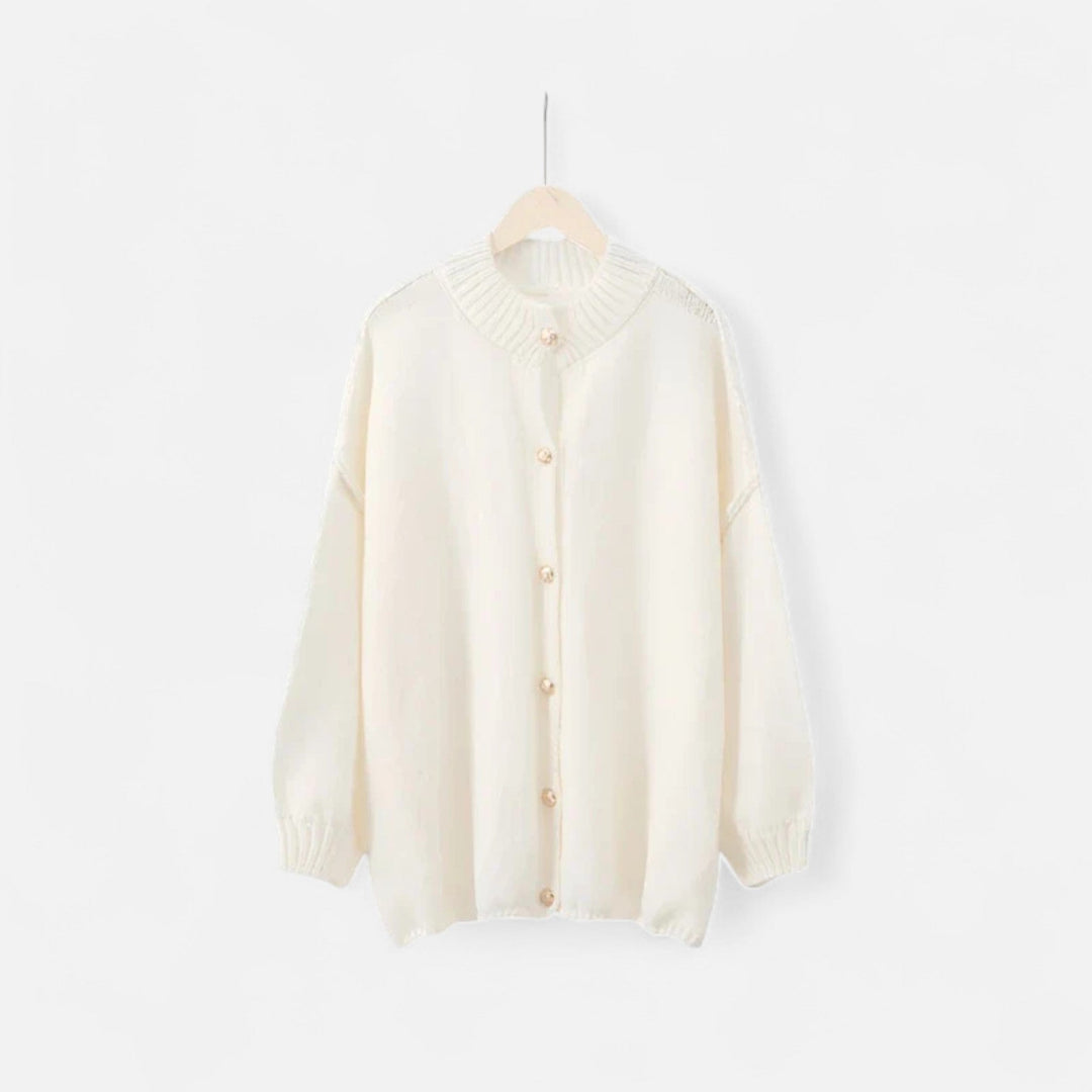 Valantomode | Women’s Buttoned Knit Cardigan – Linear Softness & Sculpted Elegance