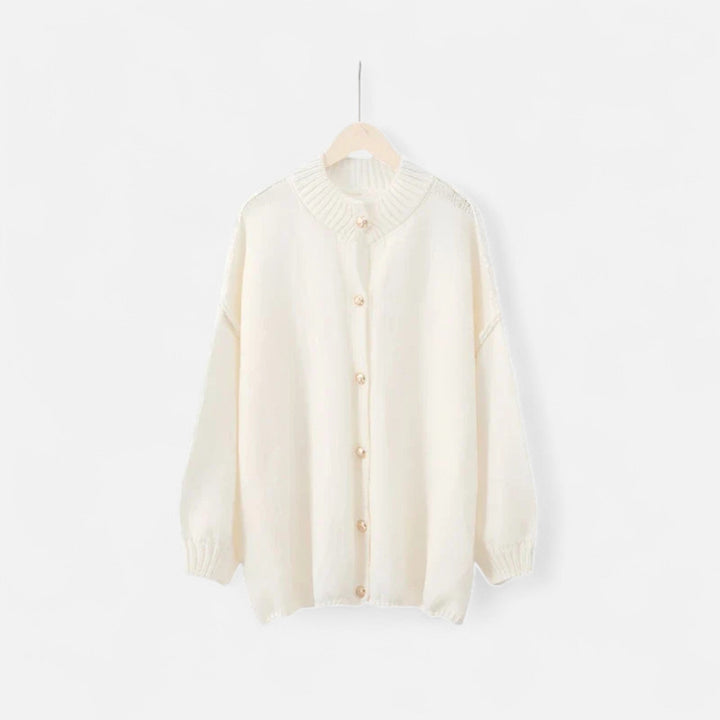 Valantomode | Women’s Buttoned Knit Cardigan – Linear Softness & Sculpted Elegance