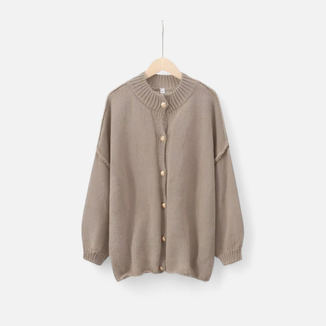 Valantomode | Women’s Buttoned Knit Cardigan – Linear Softness & Sculpted Elegance