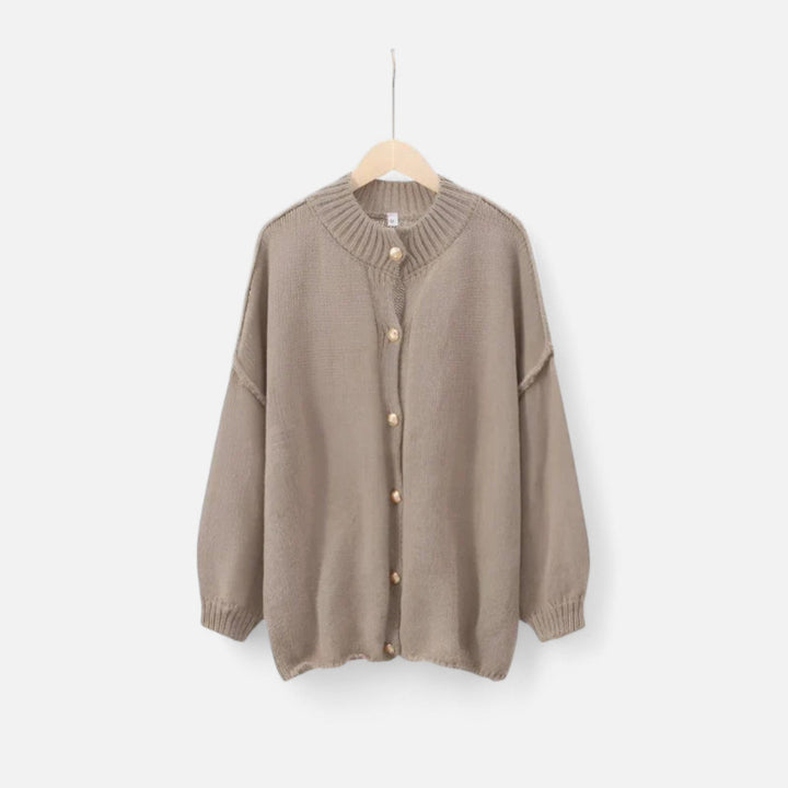 Valantomode | Women’s Buttoned Knit Cardigan – Linear Softness & Sculpted Elegance