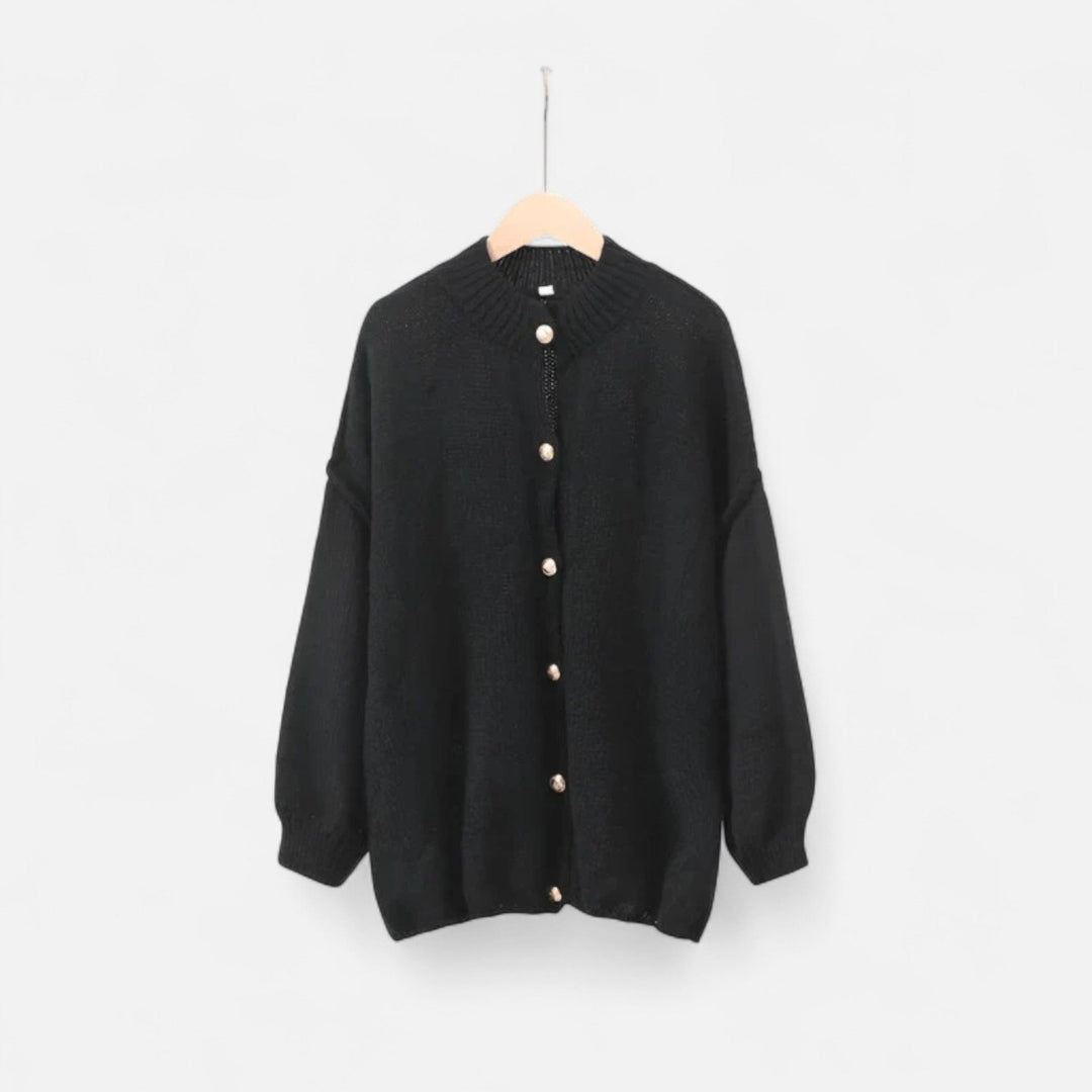 Valantomode | Women’s Buttoned Knit Cardigan – Linear Softness & Sculpted Elegance