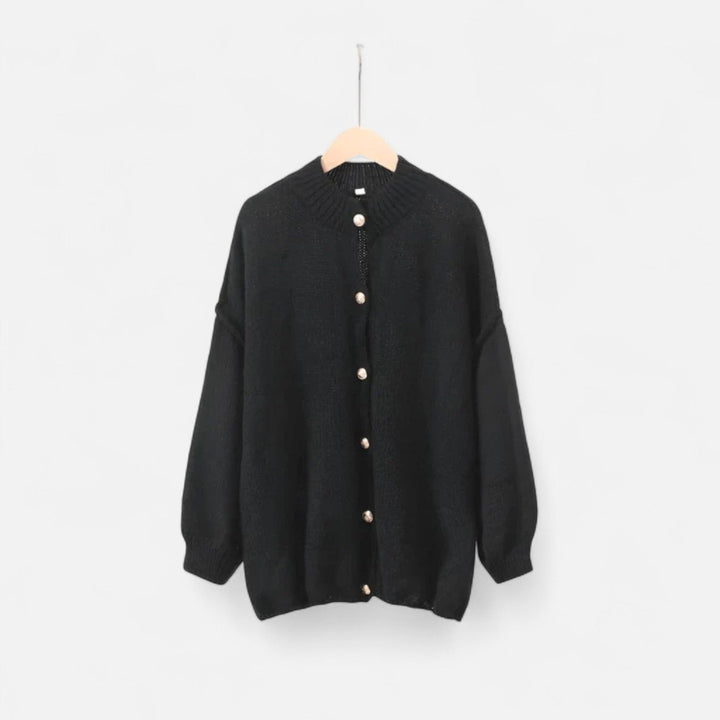 Valantomode | Women’s Buttoned Knit Cardigan – Linear Softness & Sculpted Elegance
