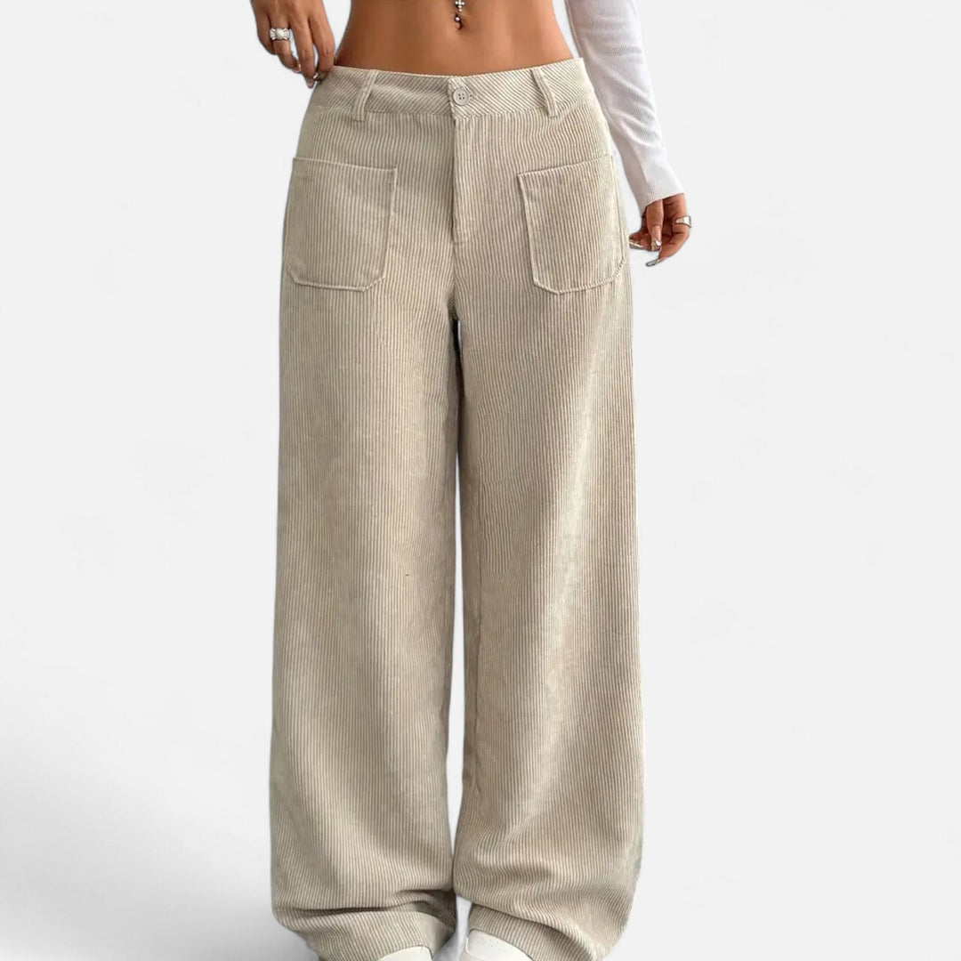 Valantomode | Wide-Leg Corduroy Pants Women