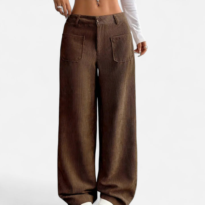 Valantomode | Wide-Leg Corduroy Pants Women