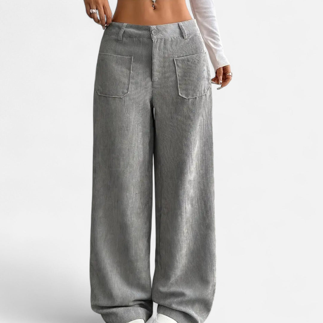 Valantomode | Wide-Leg Corduroy Pants Women