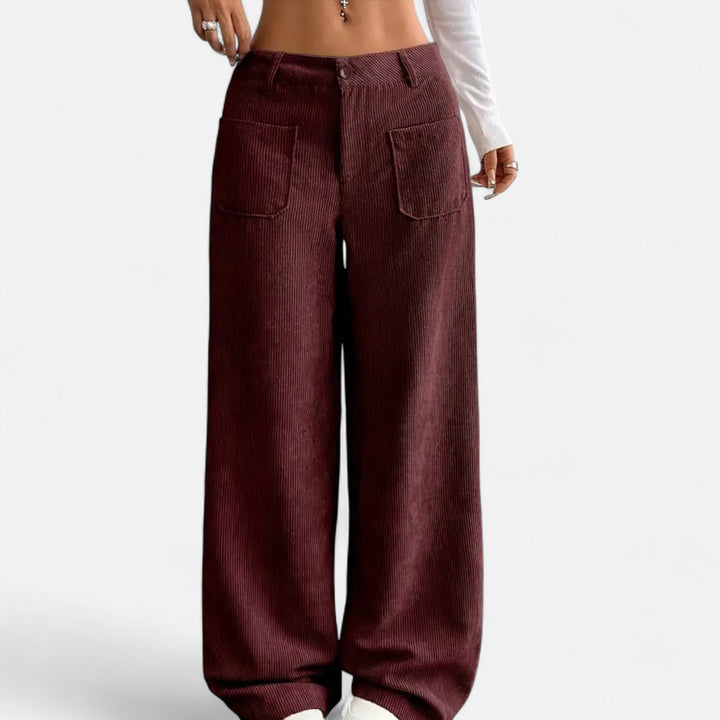 Valantomode | Wide-Leg Corduroy Pants Women