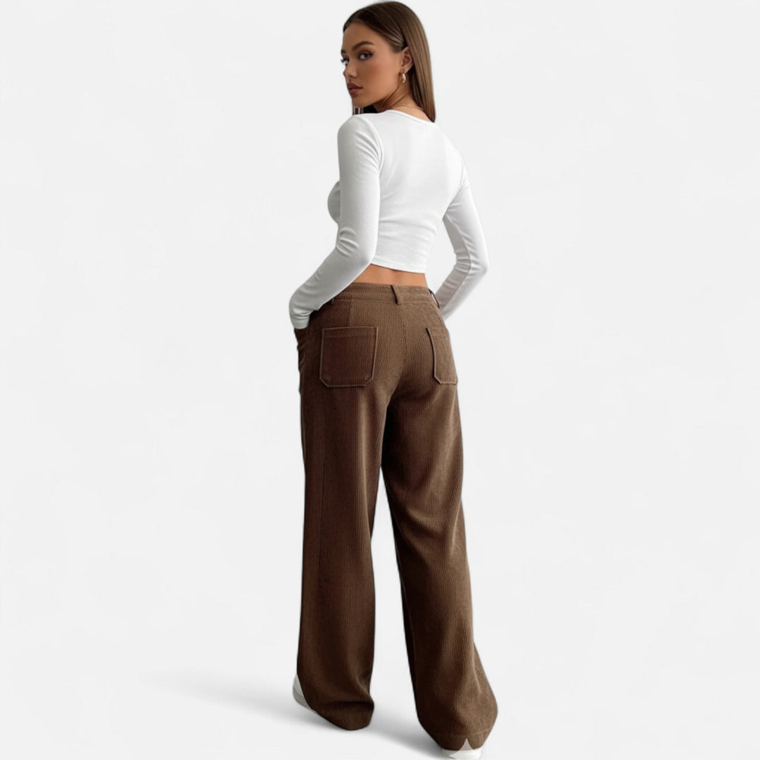 Valantomode | Wide-Leg Corduroy Pants Women