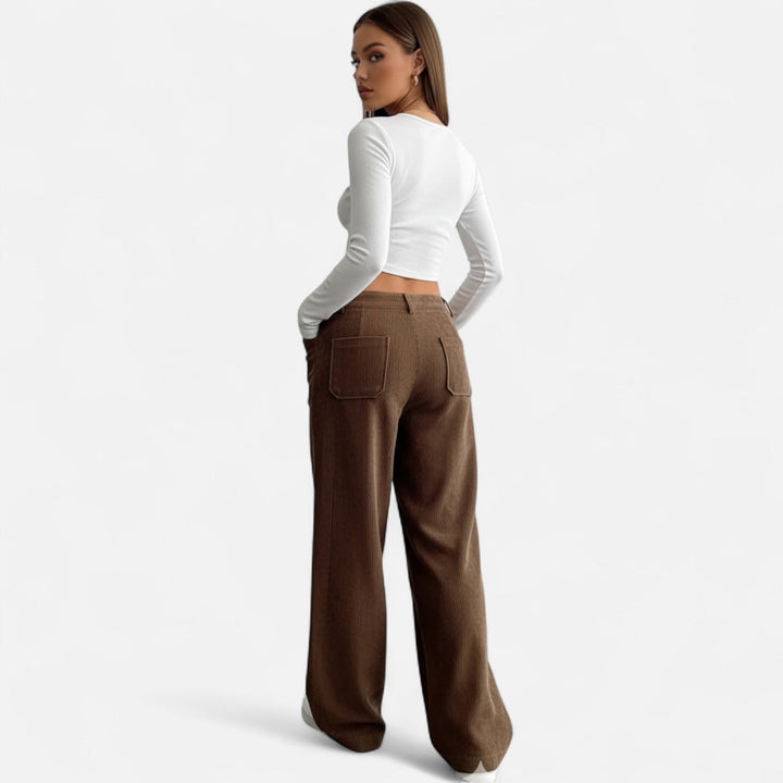 Valantomode | Wide-Leg Corduroy Pants Women
