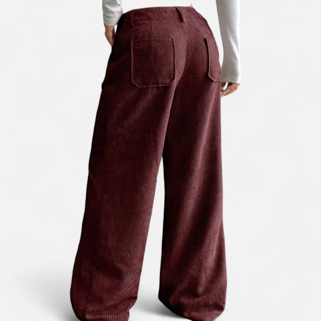 Valantomode | Wide-Leg Corduroy Pants Women