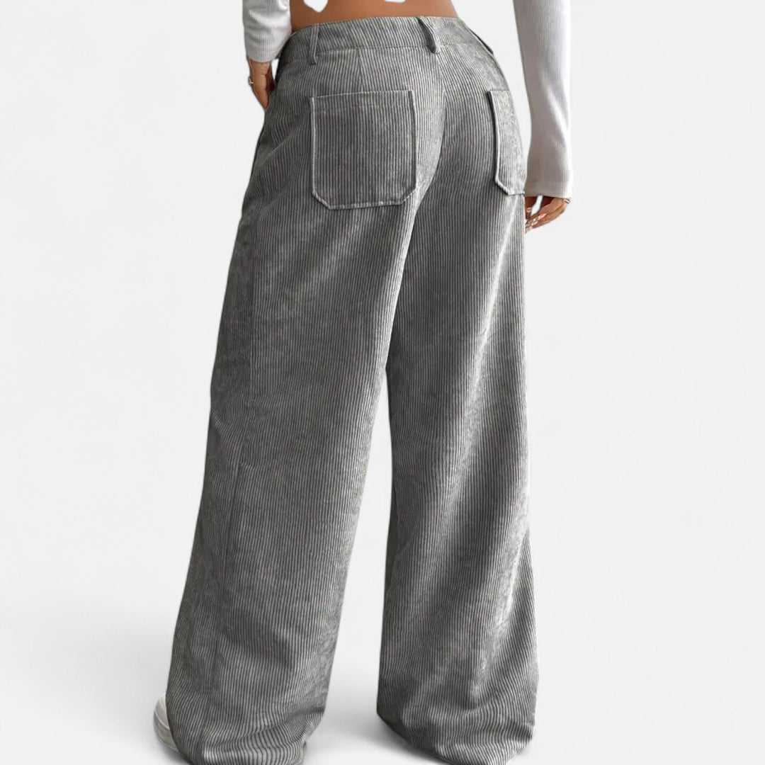 Valantomode | Wide-Leg Corduroy Pants Women