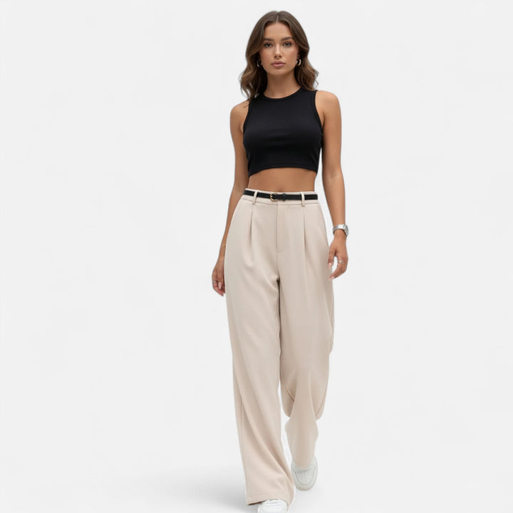 Valantomode | Women’s High-Waisted Wide-Leg Trousers – Linear Dominance & Architectural Grace