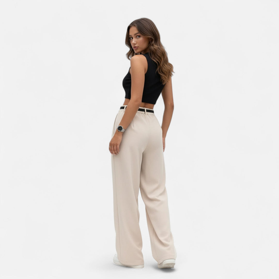 Valantomode | Women’s High-Waisted Wide-Leg Trousers – Linear Dominance & Architectural Grace