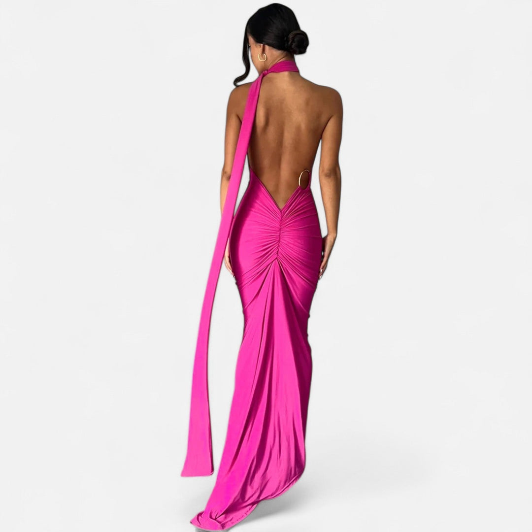 Valantomode  | Women’s Backless Scarf-Tie Evening Dress
