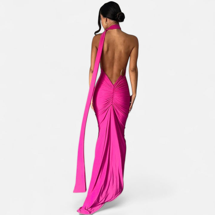 Valantomode  | Women’s Backless Scarf-Tie Evening Dress