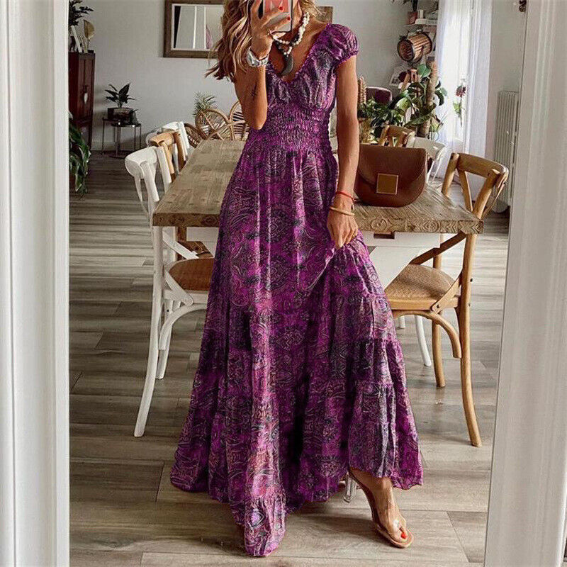 Valantomode | Bohemian Maxi Dress with Adjustable Fit for Women