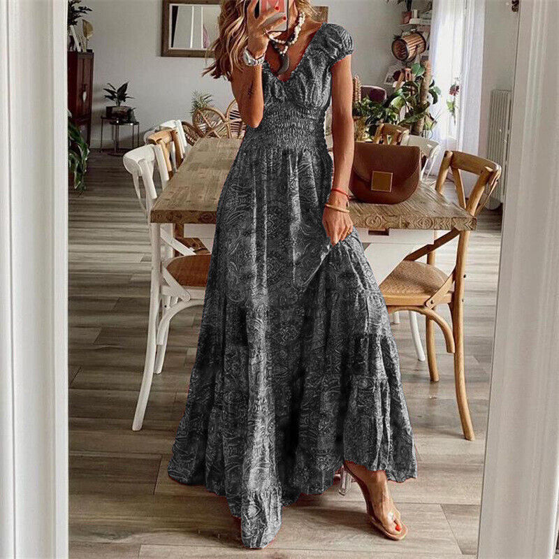 Valantomode | Bohemian Maxi Dress with Adjustable Fit for Women