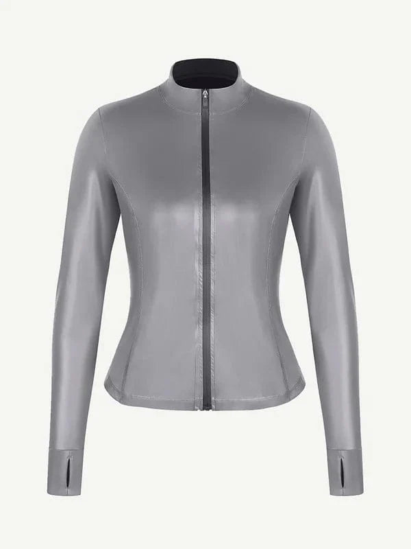 Valantomode | Silver Film Long Sleeve Sauna Suit Shaper Top