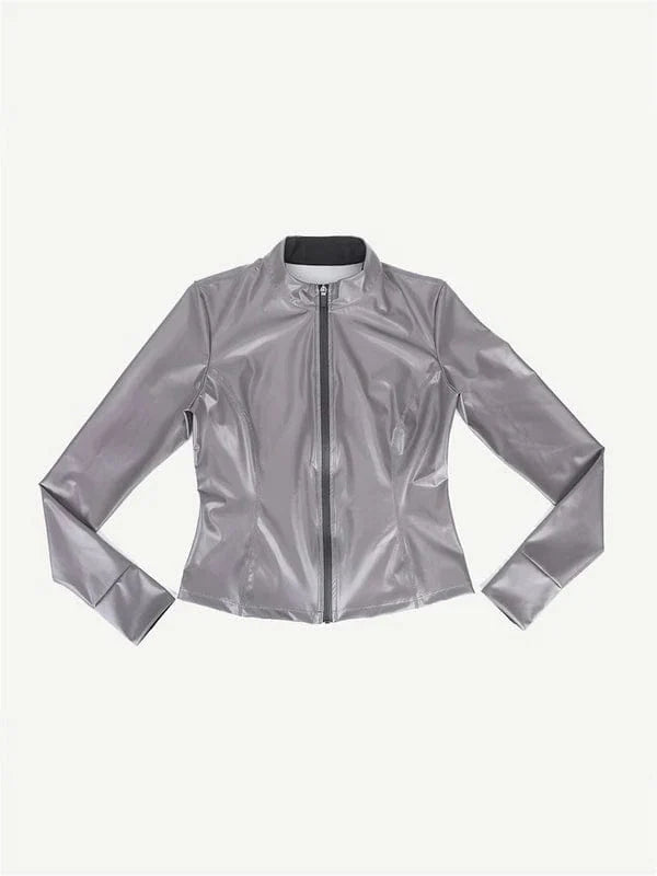 Valantomode | Silver Film Long Sleeve Sauna Suit Shaper Top