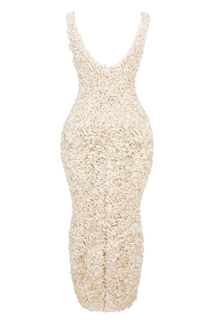 Valantomode | Floral Appliqué Maxi Dress for Effortless Elegance
