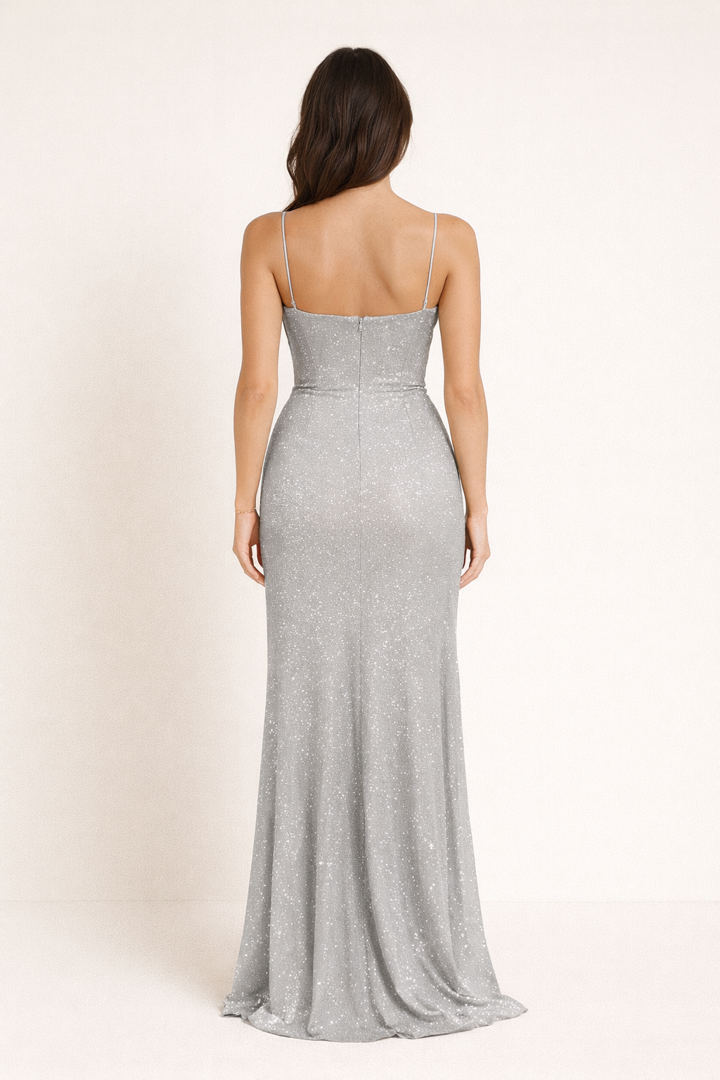 Valantomode | Glamorous High Slit Maxi Dress in Sparkling Fabric
