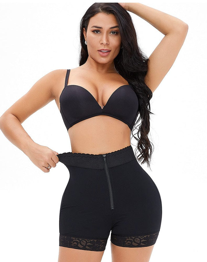 Valantomode | Front-Zip Lace Shaper Shorts for Tummy Control and Hip Enhancement