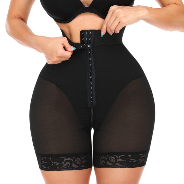 Valantomode | Lace Tummy Control Shaping Shorts with Open Gusset and Multi-Row Hook and Eye Closure