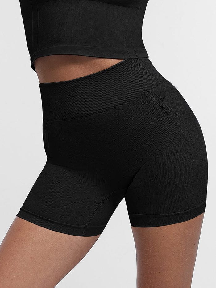 Valantomode | High-Waisted Seamless Tummy Control Peach Butt Shaping Yoga Shorts - Breathable Activewear