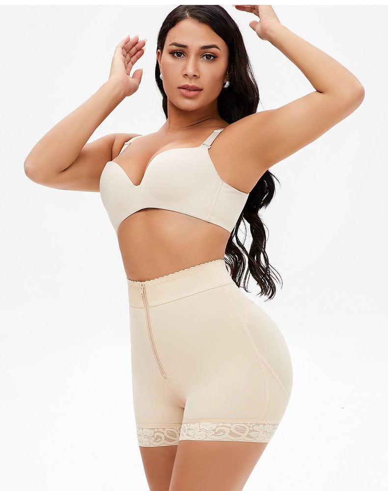 Valantomode | Front-Zip Lace Shaper Shorts for Tummy Control and Hip Enhancement
