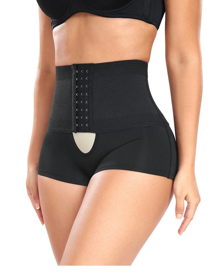 Valantomode | High-Waisted Shaping Shorts with Front Hook and Eye Closure