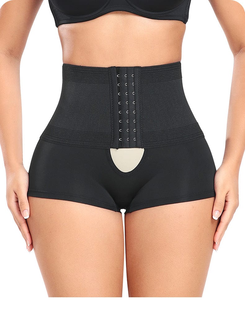 Valantomode | High-Waisted Shaping Shorts with Front Hook and Eye Closure