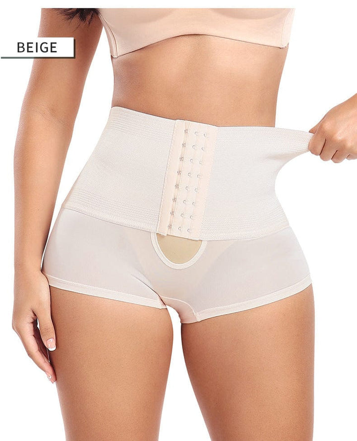 Valantomode | High-Waisted Shaping Shorts with Front Hook and Eye Closure