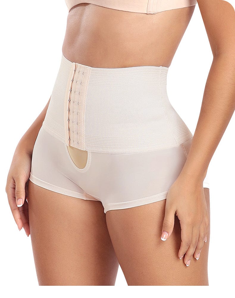 Valantomode | High-Waisted Shaping Shorts with Front Hook and Eye Closure