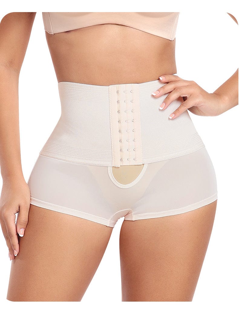 Valantomode | High-Waisted Shaping Shorts with Front Hook and Eye Closure
