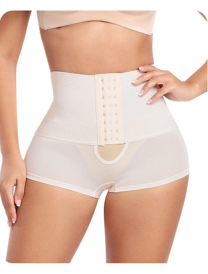 Valantomode | High-Waisted Shaping Shorts with Front Hook and Eye Closure