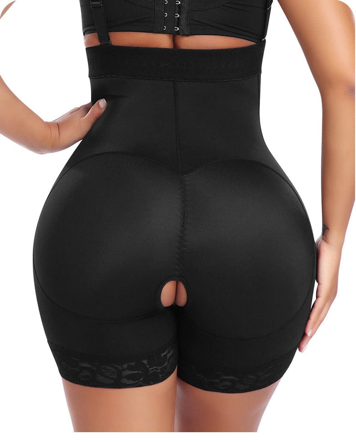 Valantomode | Lace-Trimmed Open Gusset Shapewear Shorts with Side Zipper