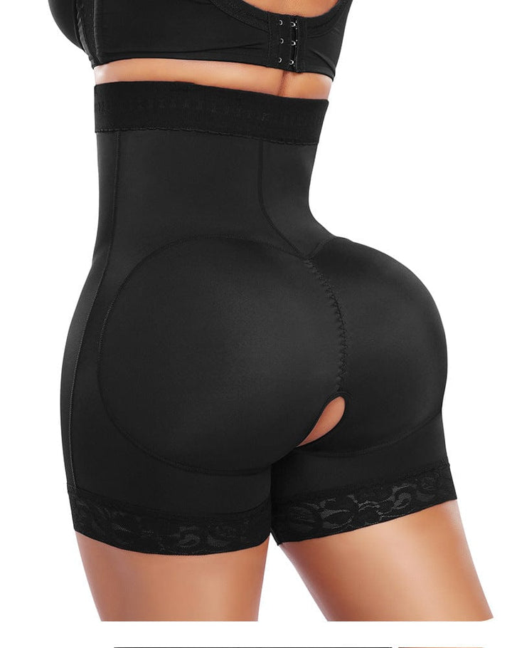 Valantomode | Lace-Trimmed Open Gusset Shapewear Shorts with Side Zipper