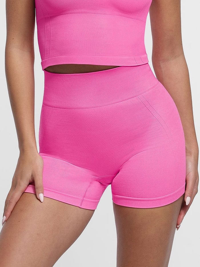 Valantomode | High-Waisted Seamless Tummy Control Peach Butt Shaping Yoga Shorts - Breathable Activewear