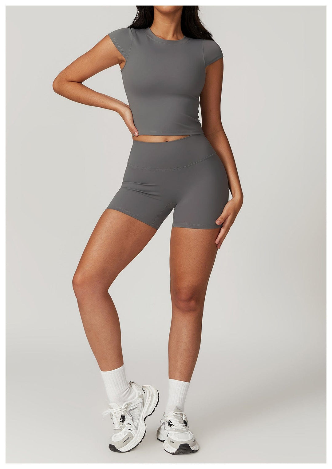 Valantomode | High-Waisted Seamless Fitness Shorts for Women - Booty-Lifting, Squat-Proof Workout Shorts