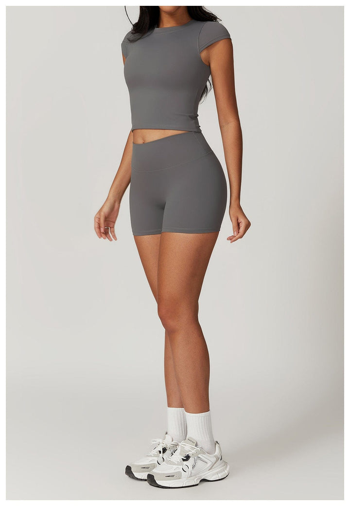 Valantomode | High-Waisted Seamless Fitness Shorts for Women - Booty-Lifting, Squat-Proof Workout Shorts