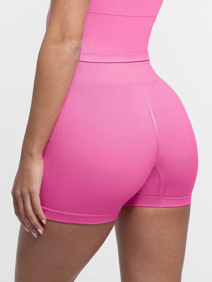 Valantomode | High-Waisted Seamless Tummy Control Peach Butt Shaping Yoga Shorts - Breathable Activewear
