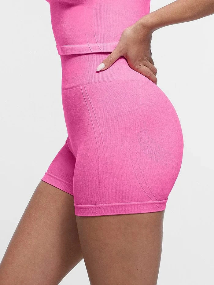 Valantomode | High-Waisted Seamless Tummy Control Peach Butt Shaping Yoga Shorts - Breathable Activewear