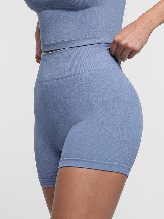 Valantomode | High-Waisted Seamless Tummy Control Peach Butt Shaping Yoga Shorts - Breathable Activewear